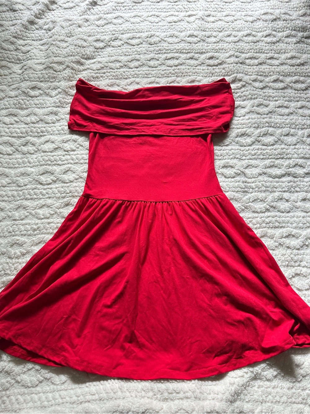 Off-Shoulder Red Skater Dress